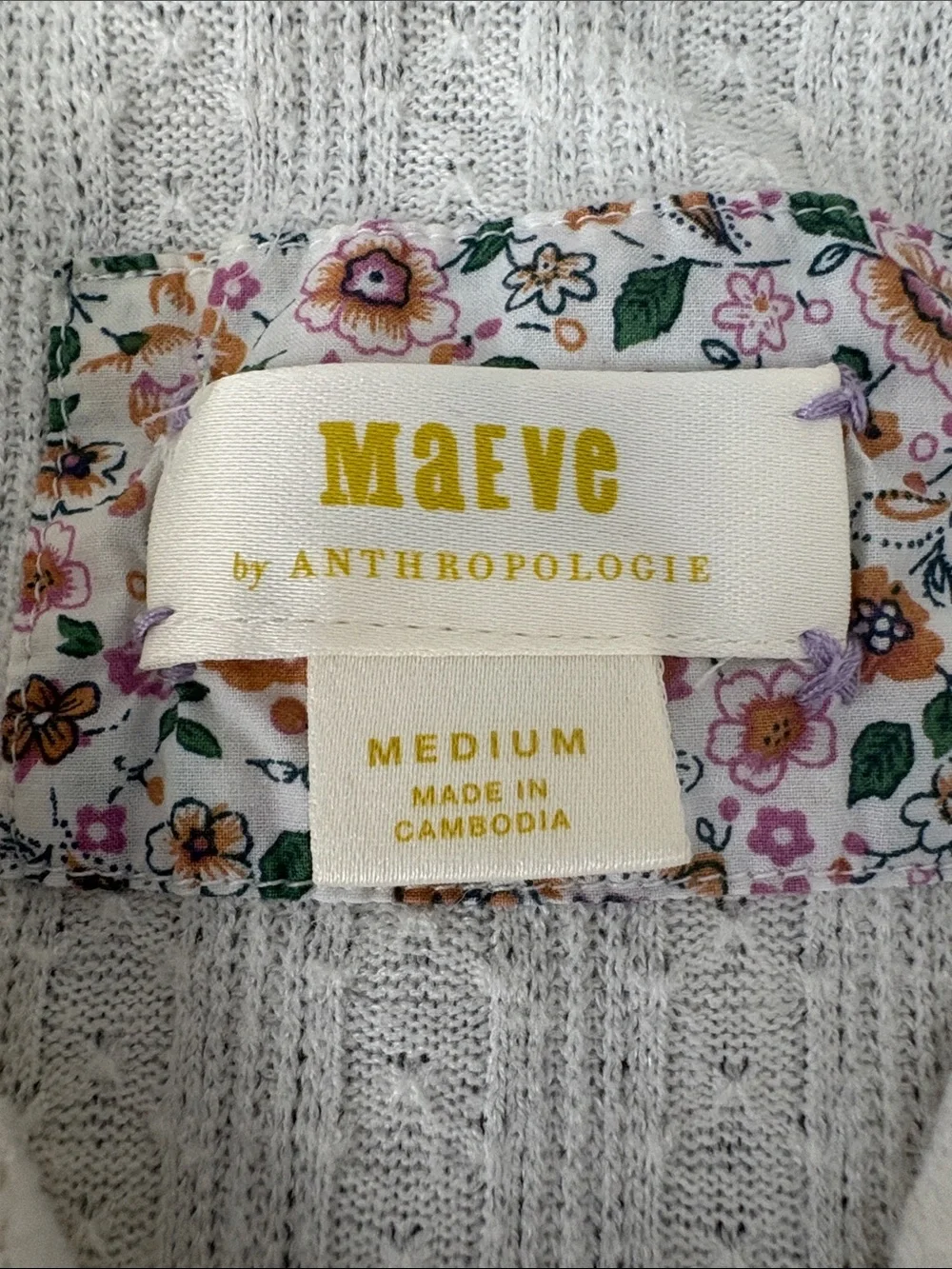 Maeve Cream Texture Surplice Faux Wrap Knit Long Sleeve Office Sweater SZ M - Picture 4 of 7